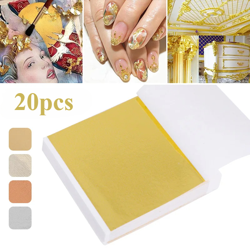 Gold Foil Flakes - 20 Pcs Gold Leaf Sheets: Versatile