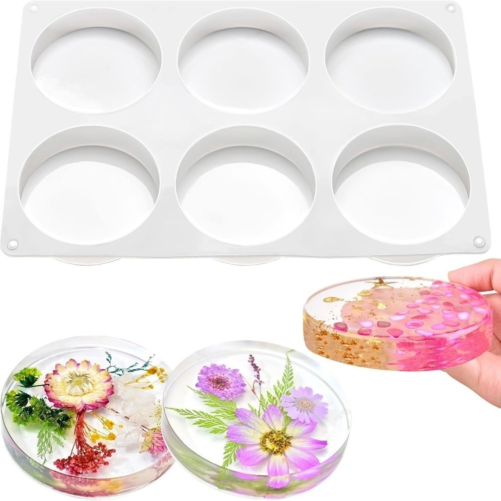 Coaster Mold Round - Creative Coasters Silicone Mold Geometric Handmade
