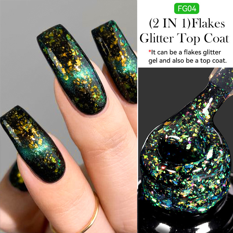 Gold Foil Flakes - LILYCUTE Sparkly Glitter Top Coat Gold