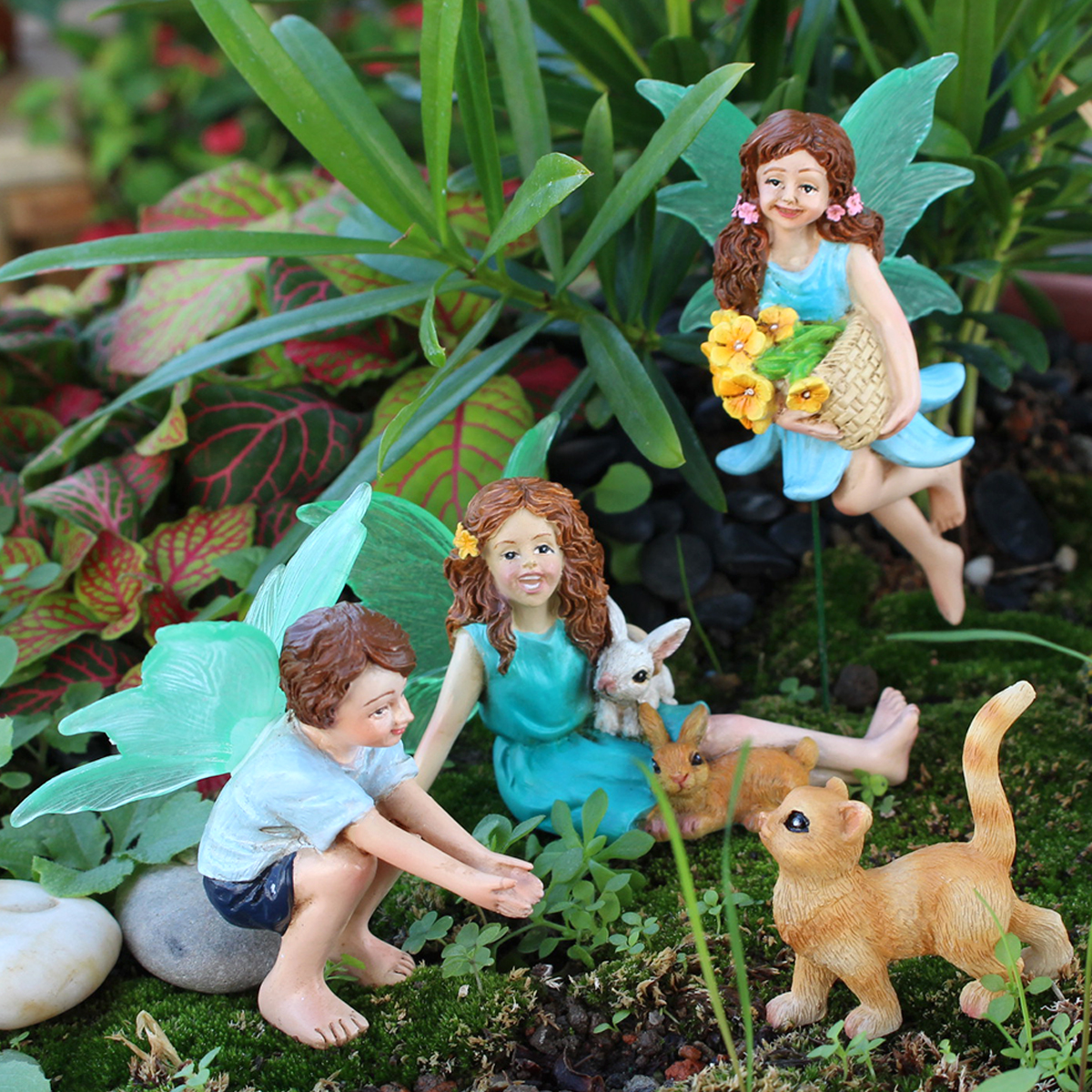 Resin Craft Supplies - 4pc Flower Fairy and Animal Party,