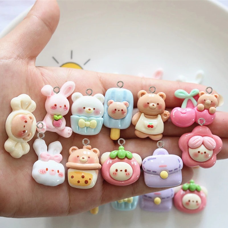 Resin Crafts Diy - 10Pcs Kawaii Cartoon Bear Rabbit Resin