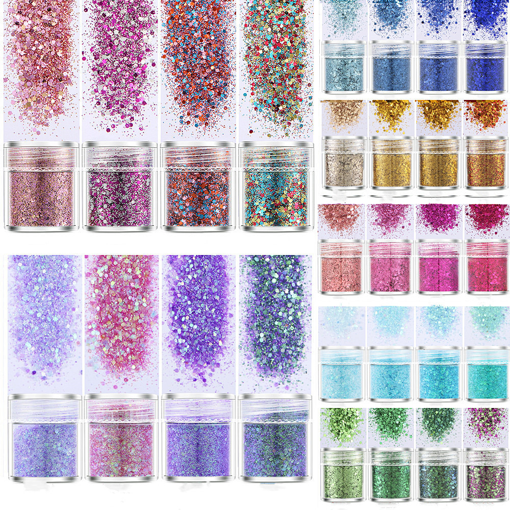Gold Foil Flakes - SNASAN 4Pcs Color Superfine Glitters Powder