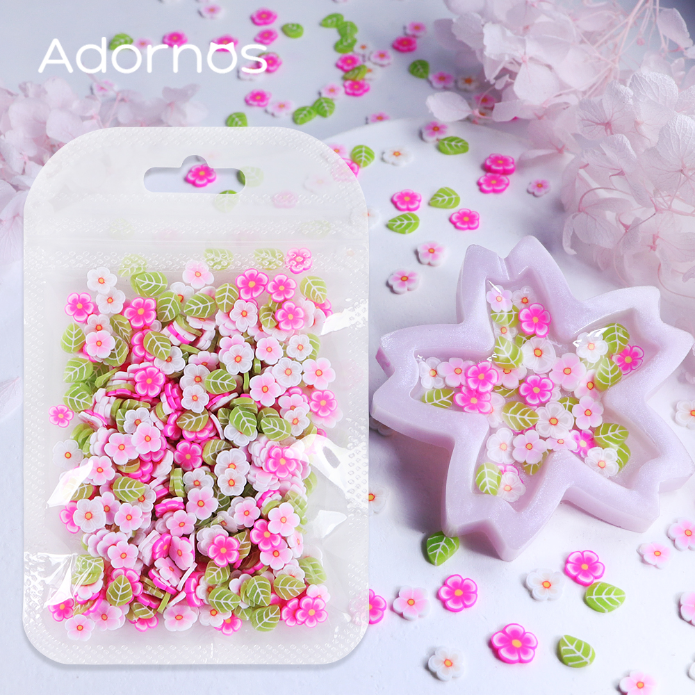 Gold Foil Flakes - 10g Pink Flowers Polymer Clay Slices