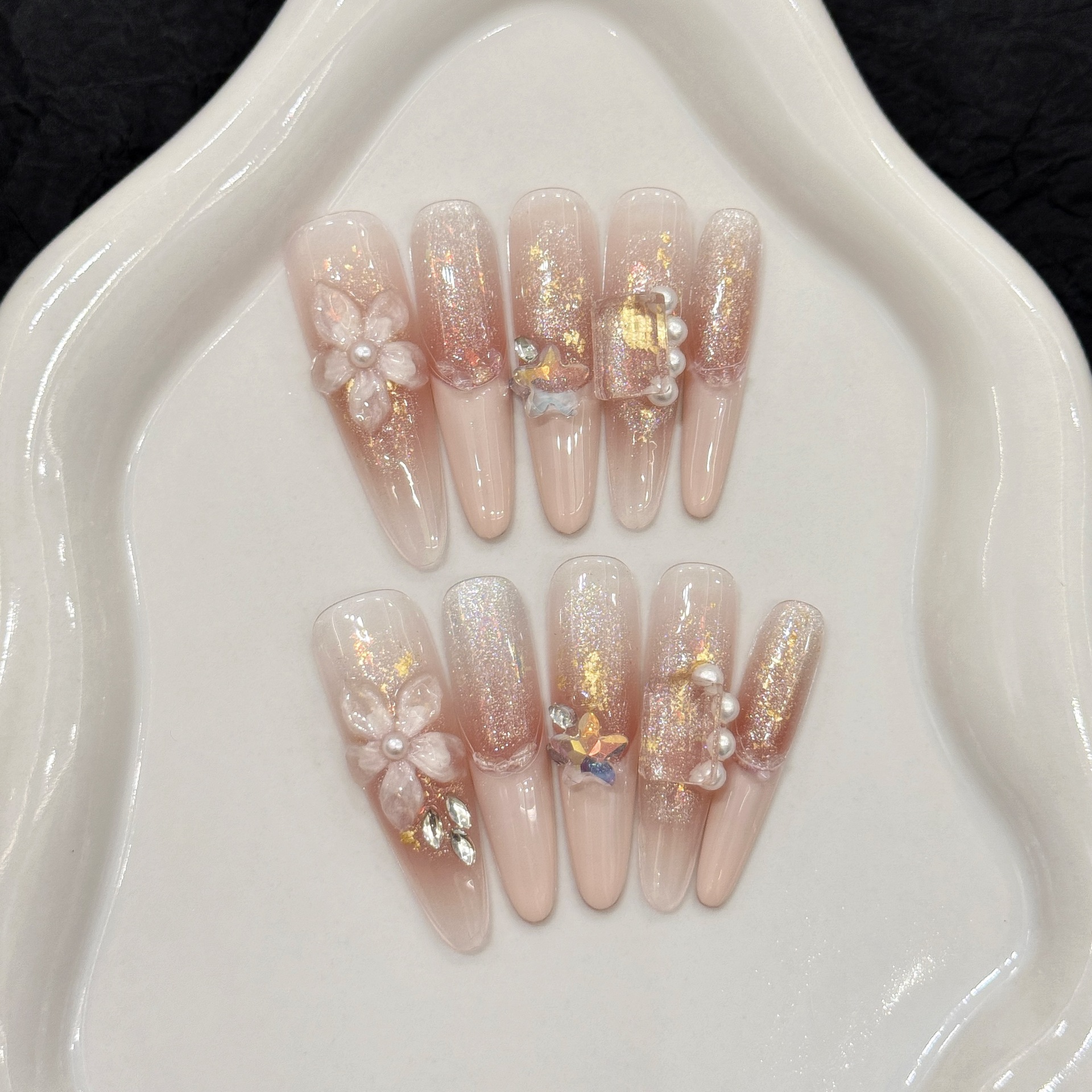 Resin Craft Material - 10pcs Pure Hand Pressed Stiletto Nail