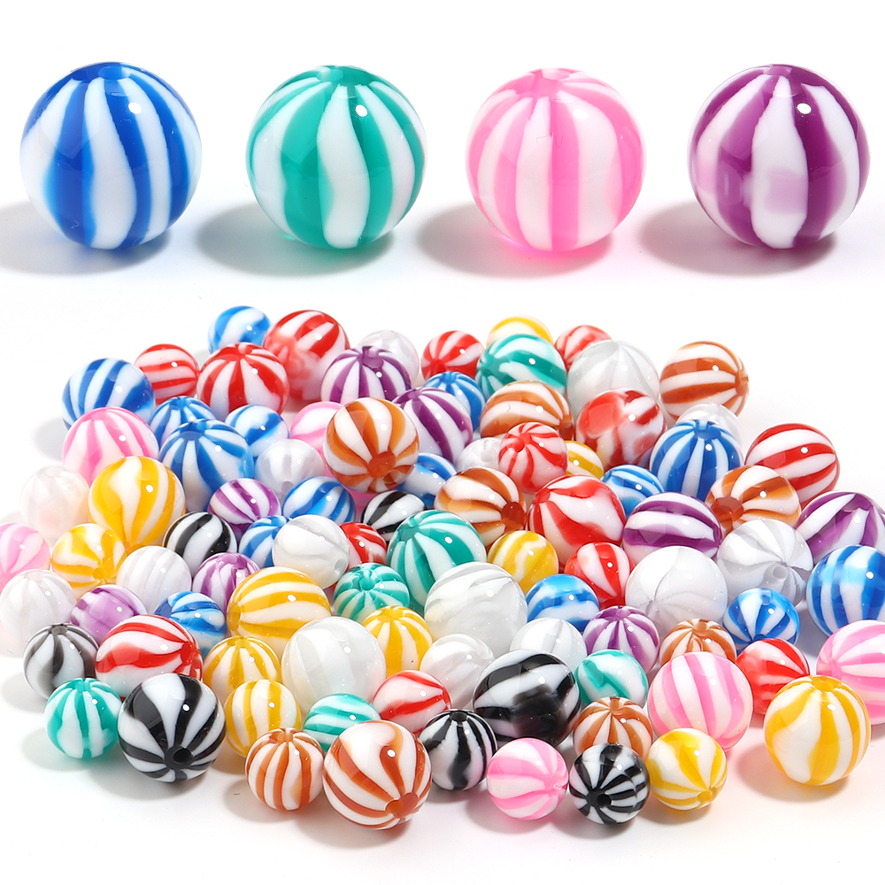 Resin Crafts Diy - 10-20pcs 12/16mm Candy Colored Striped Beads