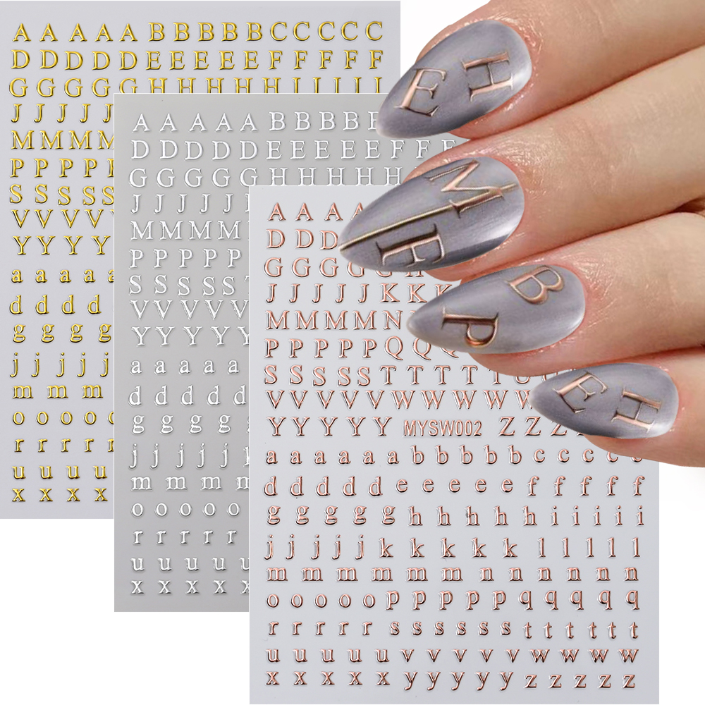2Pcs Small 26 Alphabet Nail St - Gold Foil Flakes บทวิจารณ์และราคา