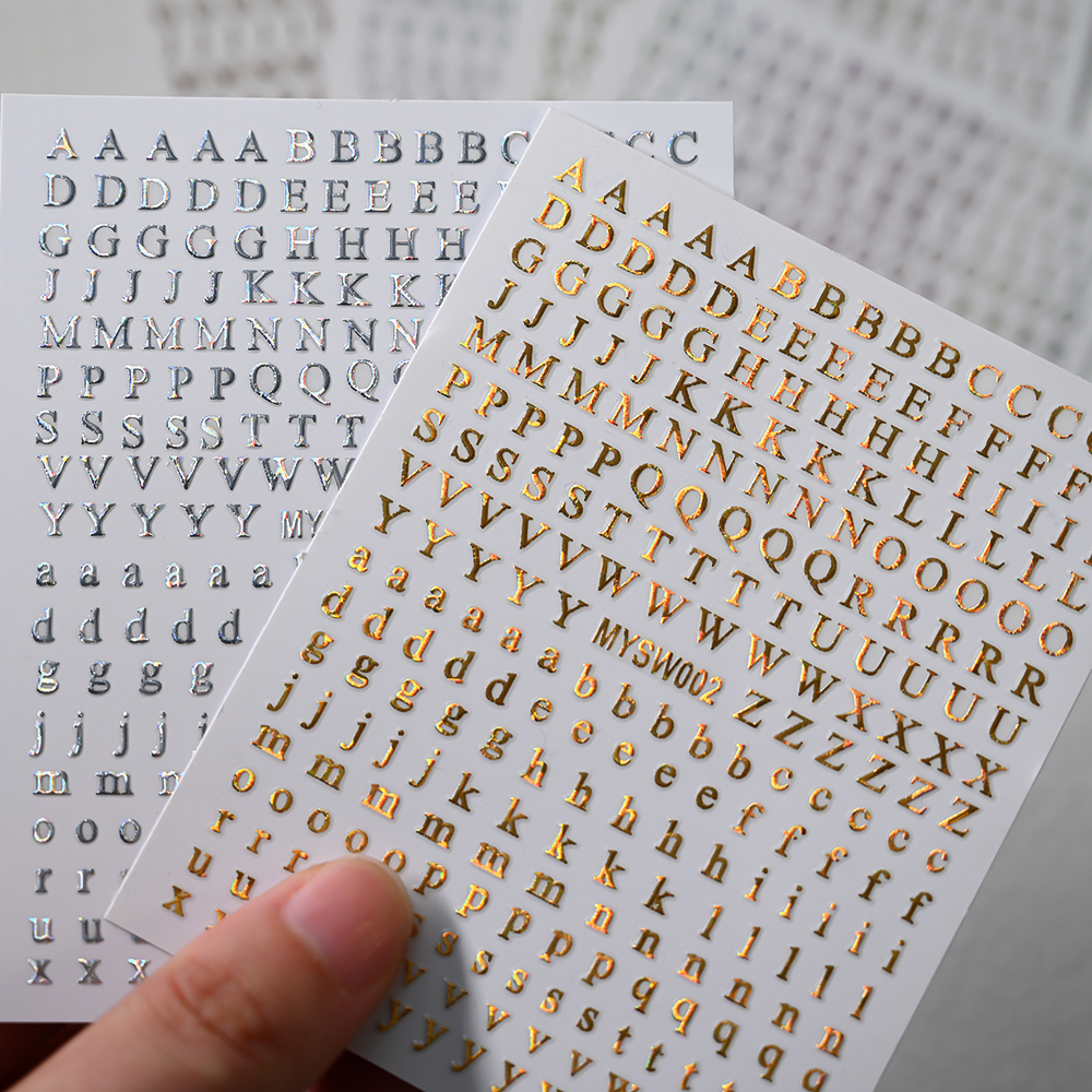 2Pcs Small 26 Alphabet Nail St - Gold Foil Flakes บทวิจารณ์และราคา