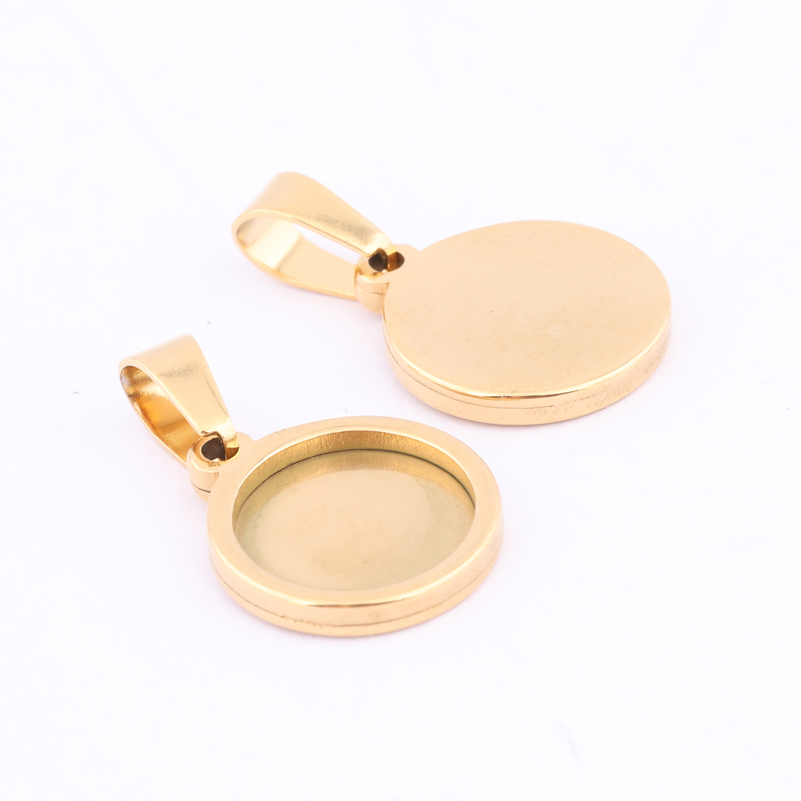 10pcs Gold Plated Black 12mm R - Bezels Set Pendant บทวิจารณ์และราคา