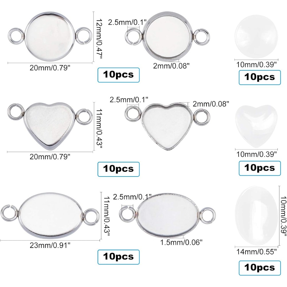 30 Sets Oval/Flat Round/Heart  - Bezels Set Pendant บทวิจารณ์และราคา