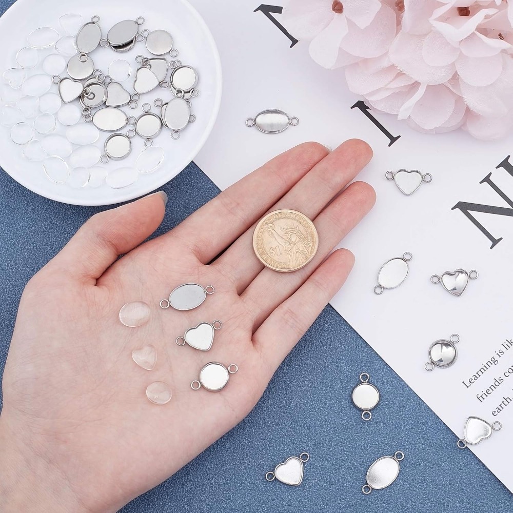 30 Sets Oval/Flat Round/Heart  - Bezels Set Pendant บทวิจารณ์และราคา