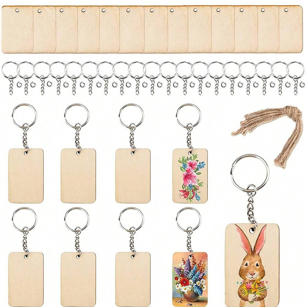 60pcs Blank Wooden Key Chains  - Wood Ring Blank บทวิจารณ์และราคา