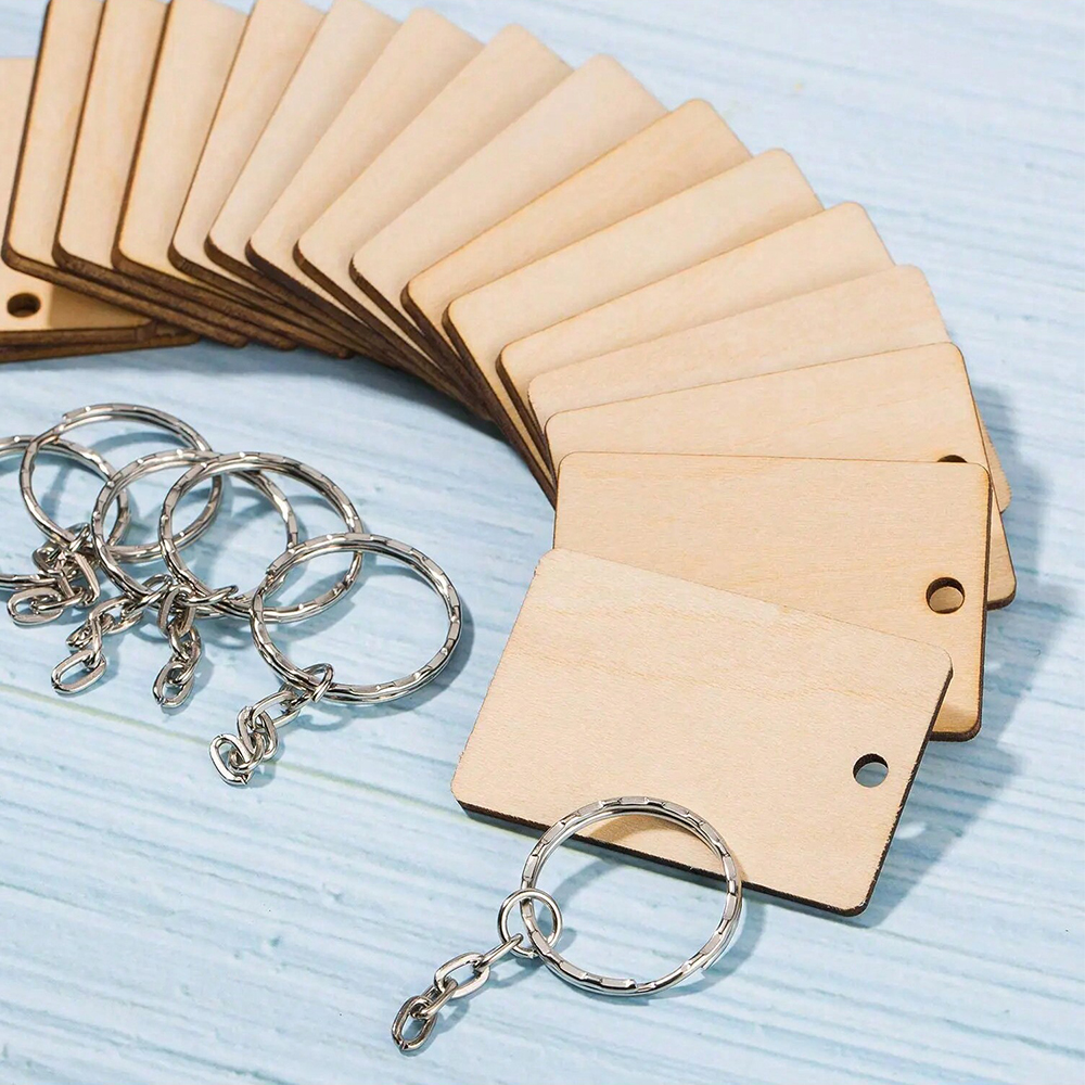 60pcs Blank Wooden Key Chains  - Wood Ring Blank บทวิจารณ์และราคา
