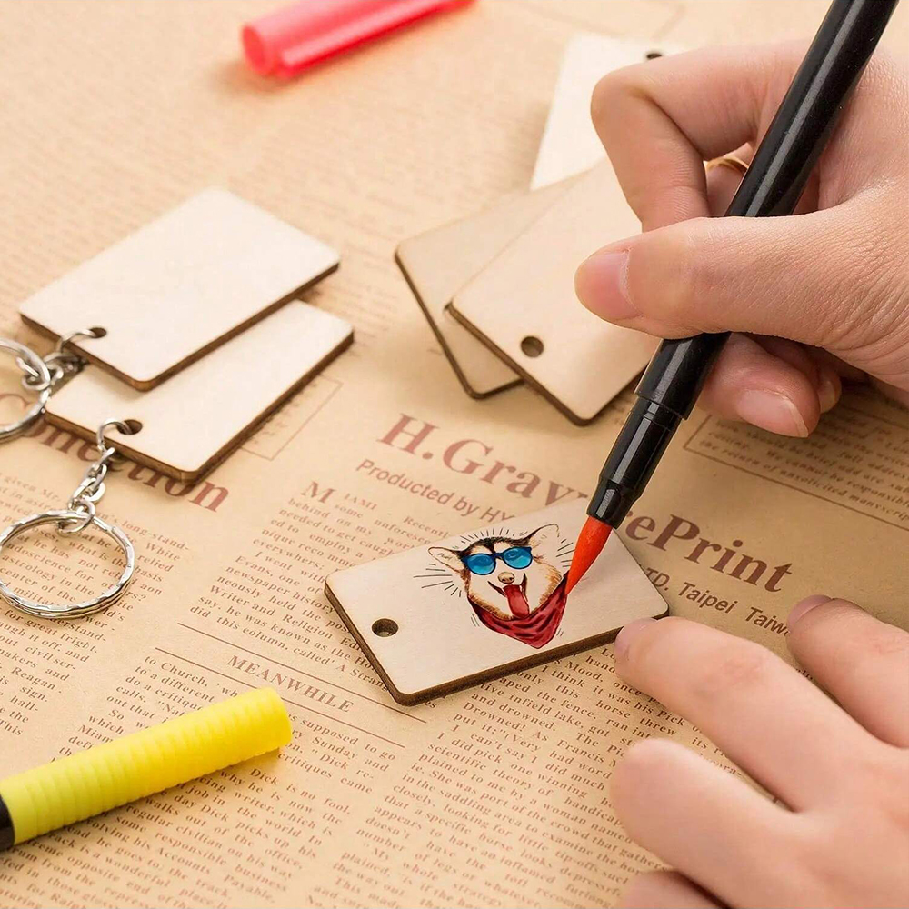 60pcs Blank Wooden Key Chains  - Wood Ring Blank บทวิจารณ์และราคา