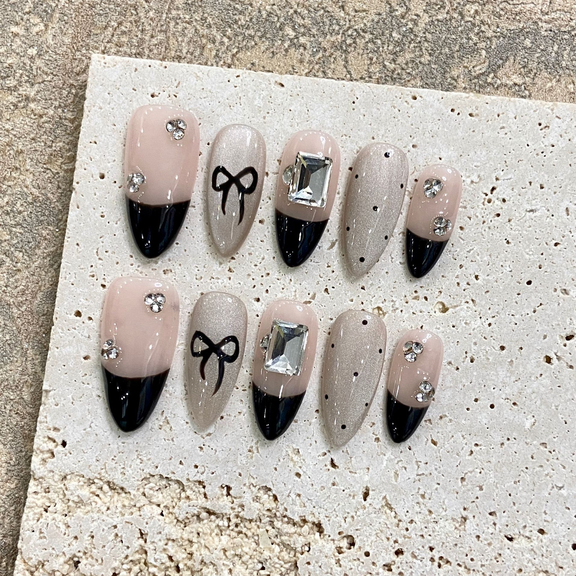 Handmade Press on Nails Black  - Resin Craft Material บทวิจารณ์และราคา