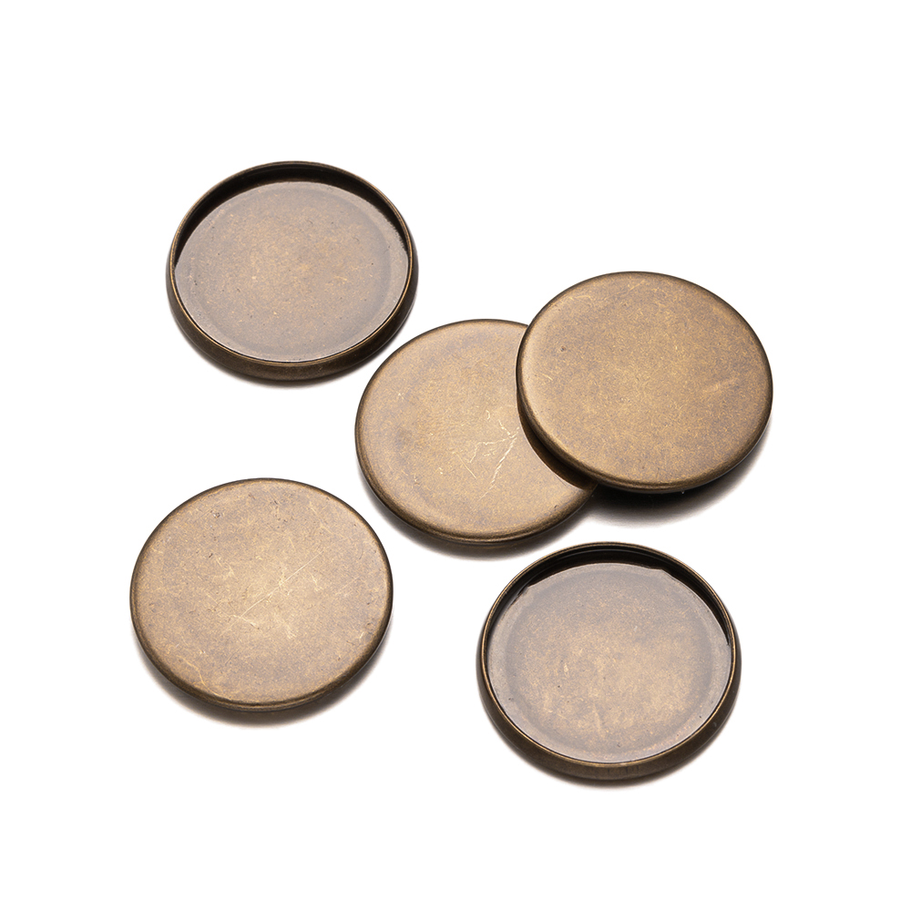 20pcs Antique Bronze Flat Roun - Bezels Set Pendant บทวิจารณ์และราคา