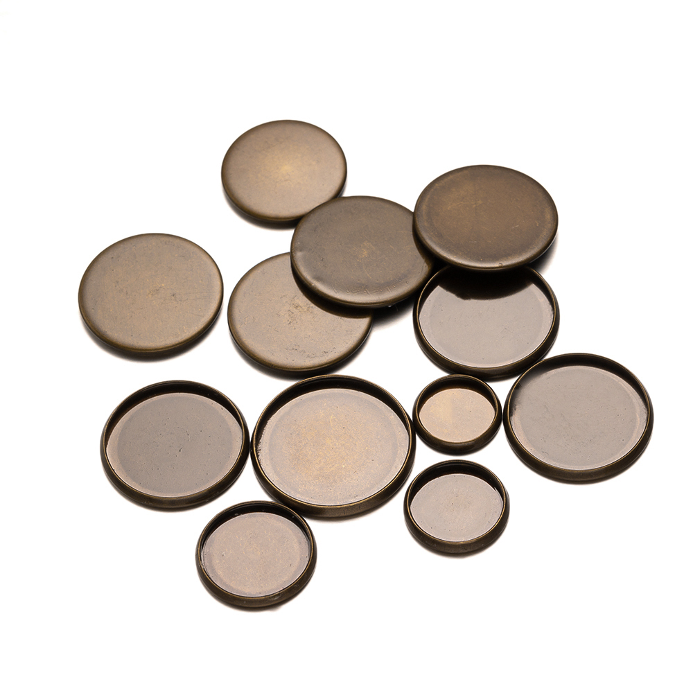 20pcs Antique Bronze Flat Roun - Bezels Set Pendant บทวิจารณ์และราคา