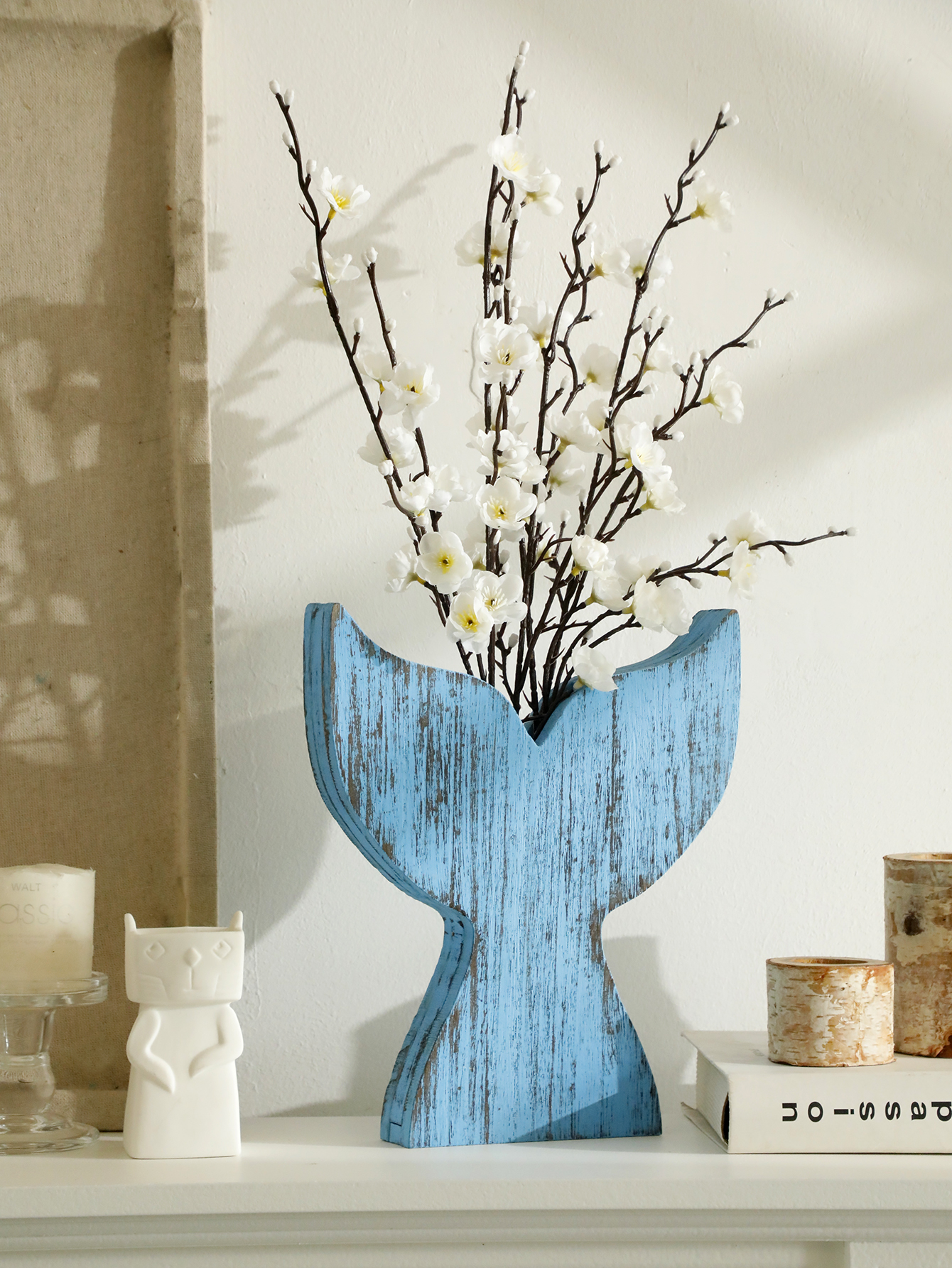 Nautical Wooden Vase Whale Tai - Dried Flower Bulk บทวิจารณ์และราคา