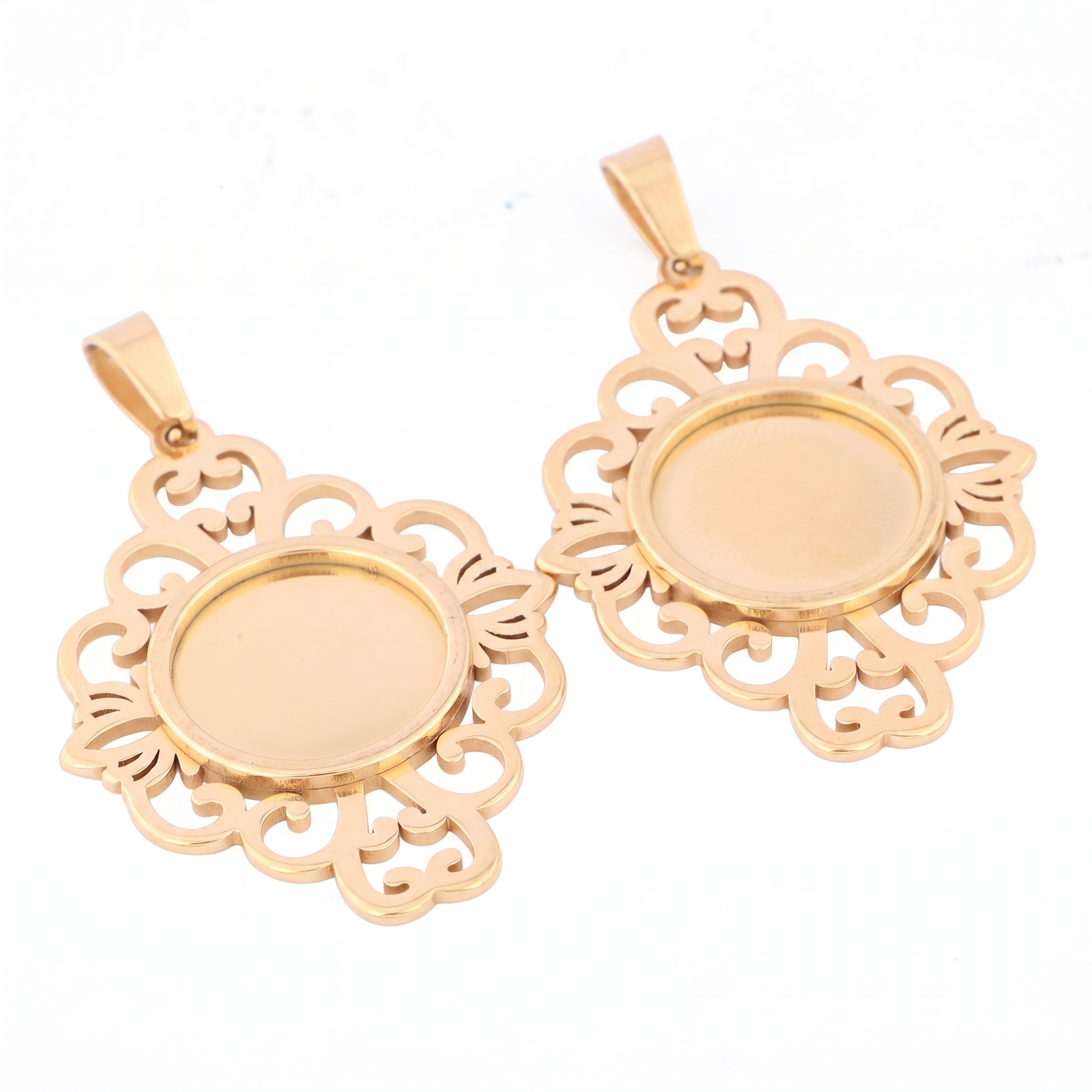 5pcs Stainless Steel Filigree  - Bezels Set Pendant บทวิจารณ์และราคา