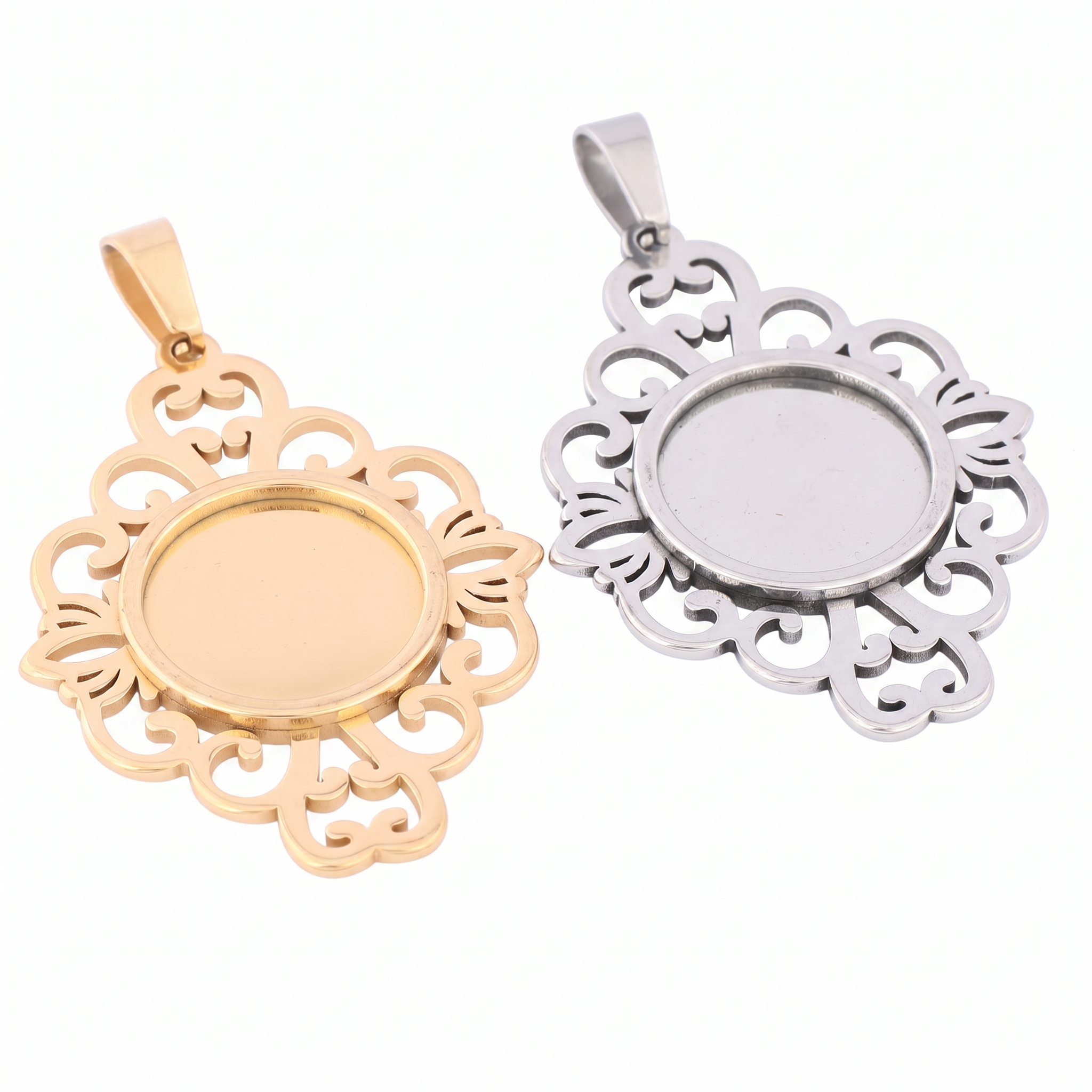 5pcs Stainless Steel Filigree  - Bezels Set Pendant บทวิจารณ์และราคา