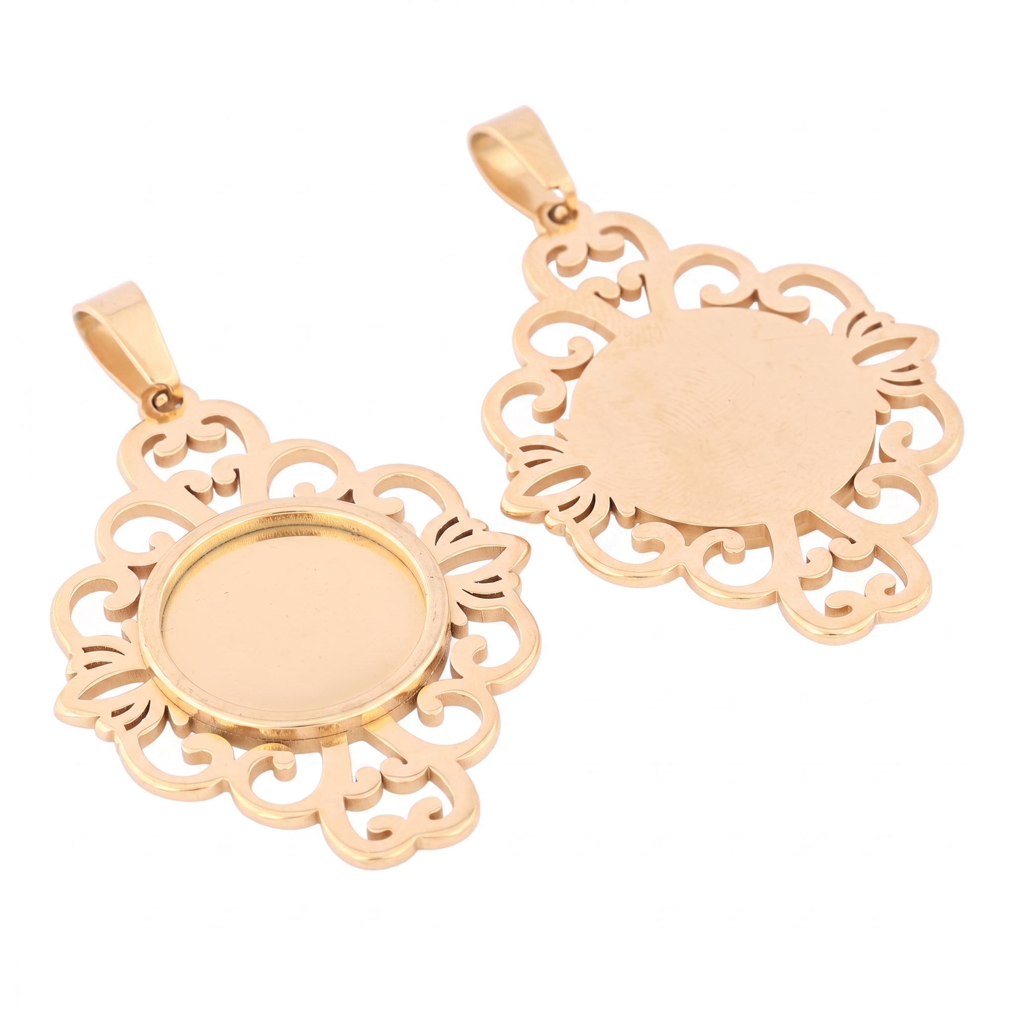 5pcs Stainless Steel Filigree  - Bezels Set Pendant บทวิจารณ์และราคา