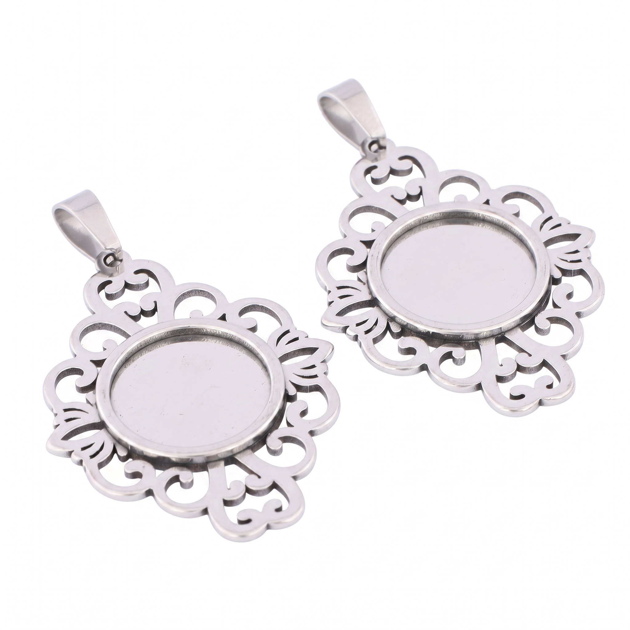 5pcs Stainless Steel Filigree  - Bezels Set Pendant บทวิจารณ์และราคา