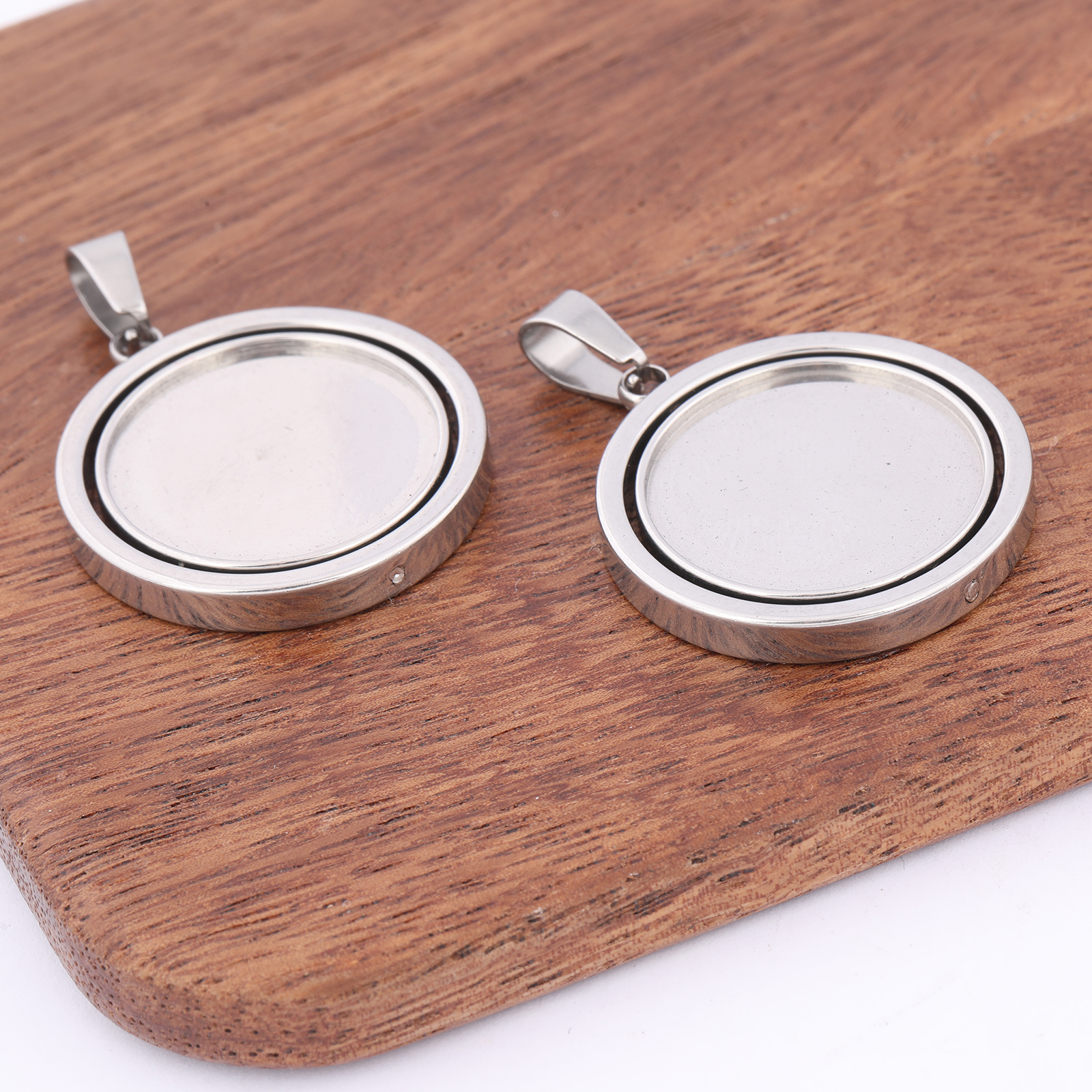 3pcs Stainless Steel  Rotatabl - Bezels Set Pendant บทวิจารณ์และราคา