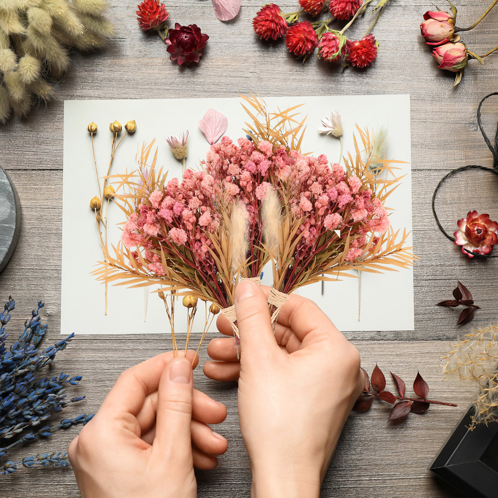 3Pcs Mini Dried Floral Bouquet - Dried Flower Bulk บทวิจารณ์และราคา