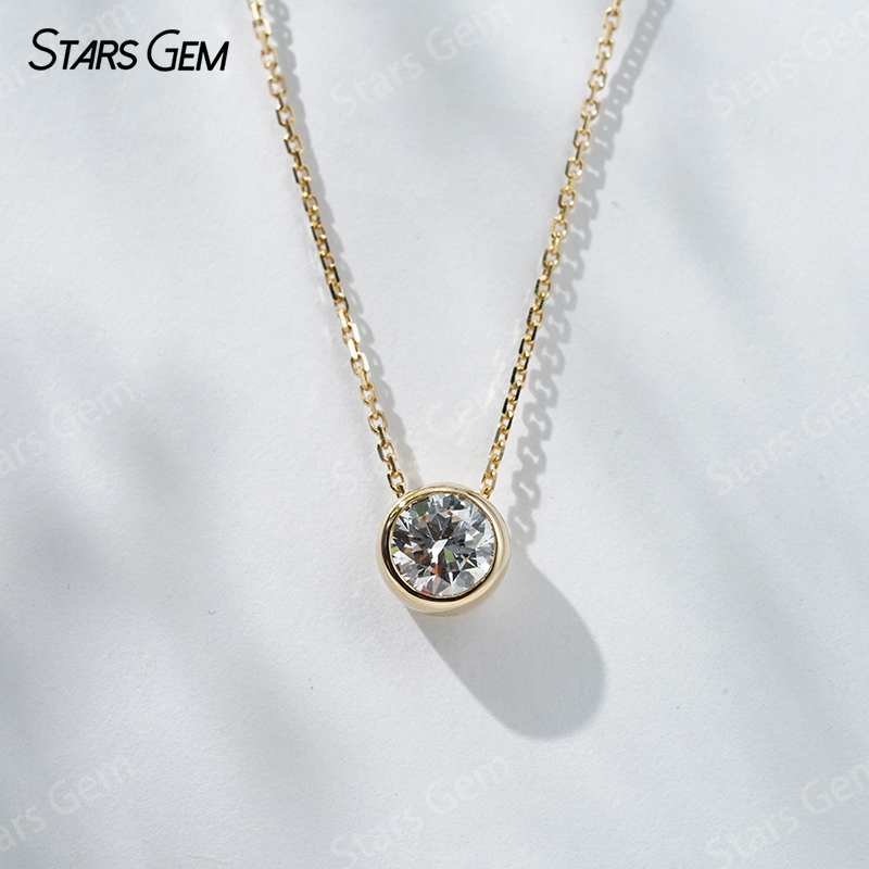 18K Gold 6.4mm 1.0ct Round Bri - Bezels Set Pendant บทวิจารณ์และราคา