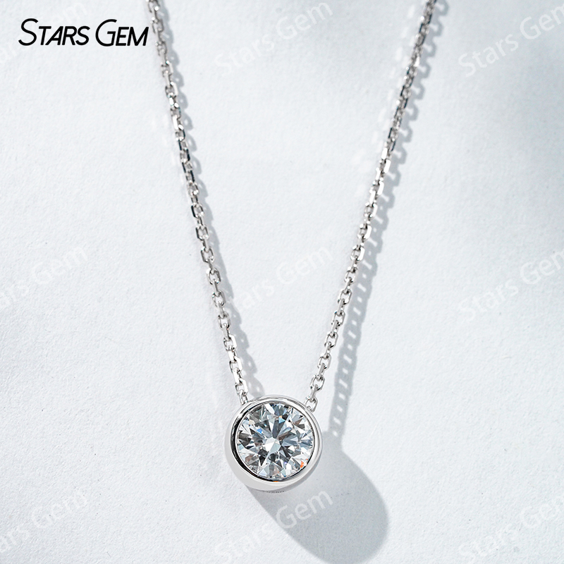 18K Gold 6.4mm 1.0ct Round Bri - Bezels Set Pendant บทวิจารณ์และราคา