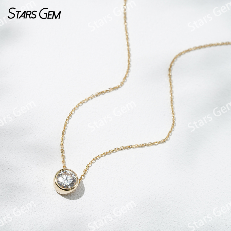 18K Gold 6.4mm 1.0ct Round Bri - Bezels Set Pendant บทวิจารณ์และราคา