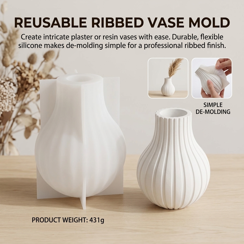 Silicone Vase Mold with Stripe - Resin Craft Ideas บทวิจารณ์และราคา