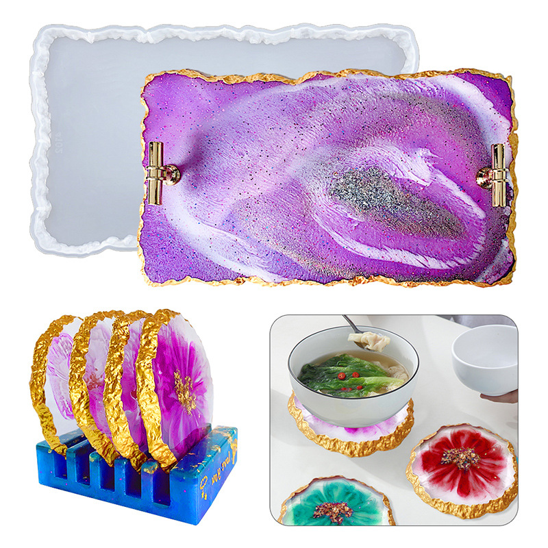 DM413 Drusy Coaster Resin Mold - Geode Mold Silicone บทวิจารณ์และราคา