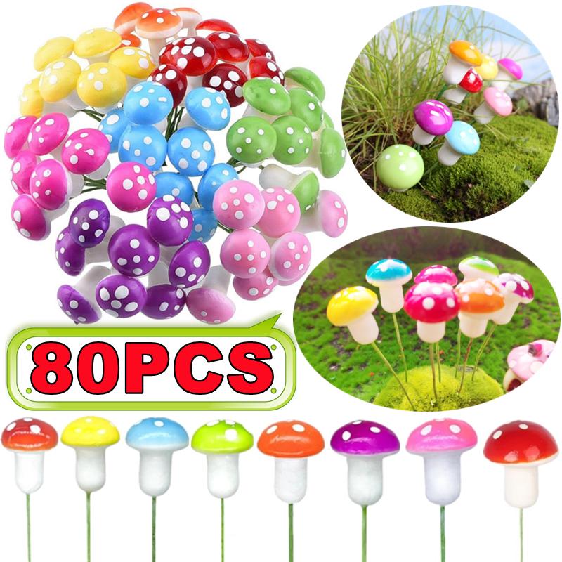 10-80PCS Mini Color Mushroom D - Terrarium Moss Art บทวิจารณ์และราคา