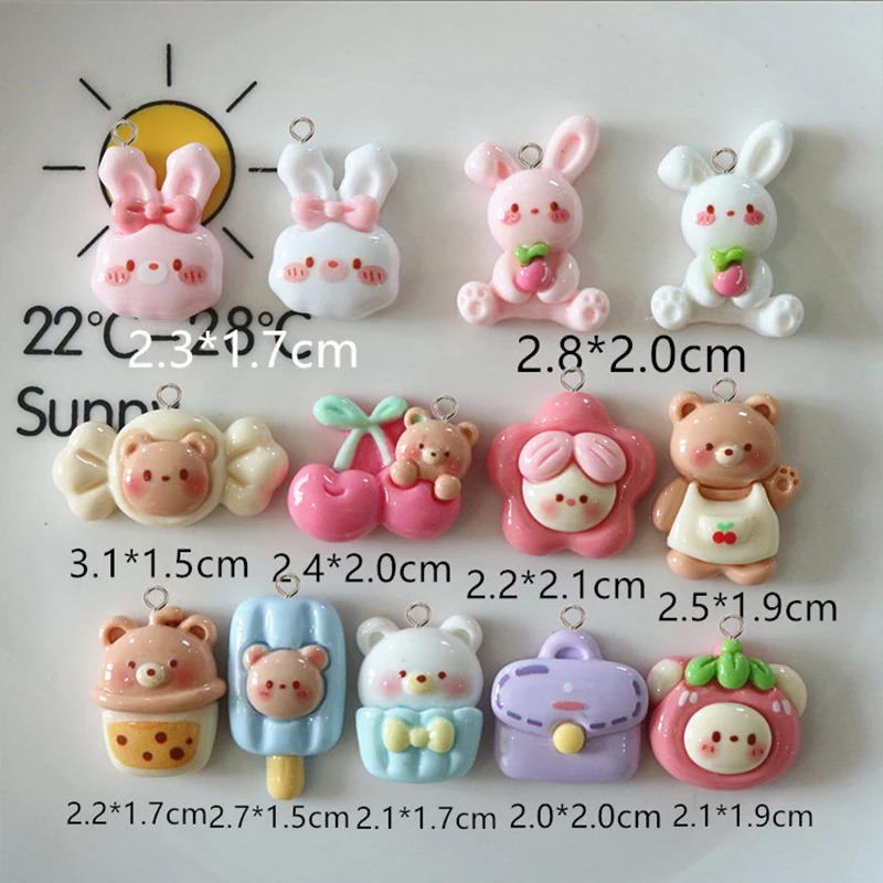 10Pcs Kawaii Cartoon Bear Rabb - Resin Crafts Diy บทวิจารณ์และราคา