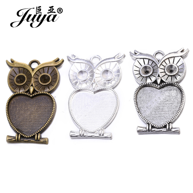 5pcs/lot 25mm Heart Shape Owl  - Bezels Set Pendant บทวิจารณ์และราคา