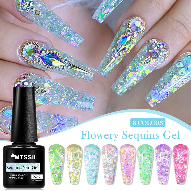 4/8pcs Flowery Sequins Gel Nai - Resin Glitter Pack บทวิจารณ์และราคา