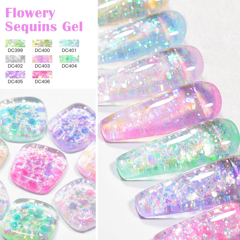 4/8pcs Flowery Sequins Gel Nai - Resin Glitter Pack บทวิจารณ์และราคา