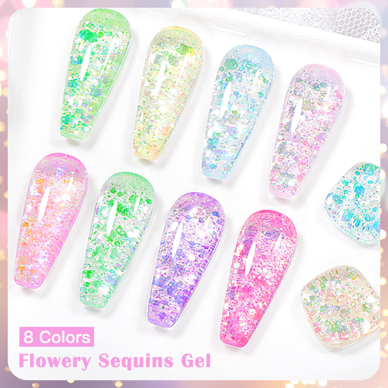 4/8pcs Flowery Sequins Gel Nai - Resin Glitter Pack บทวิจารณ์และราคา