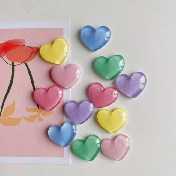 6pcs Colorful Heart Shaped Fri - Resin Glitter Pack บทวิจารณ์และราคา