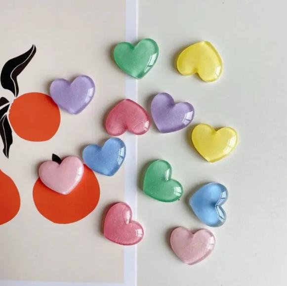 6pcs Colorful Heart Shaped Fri - Resin Glitter Pack บทวิจารณ์และราคา