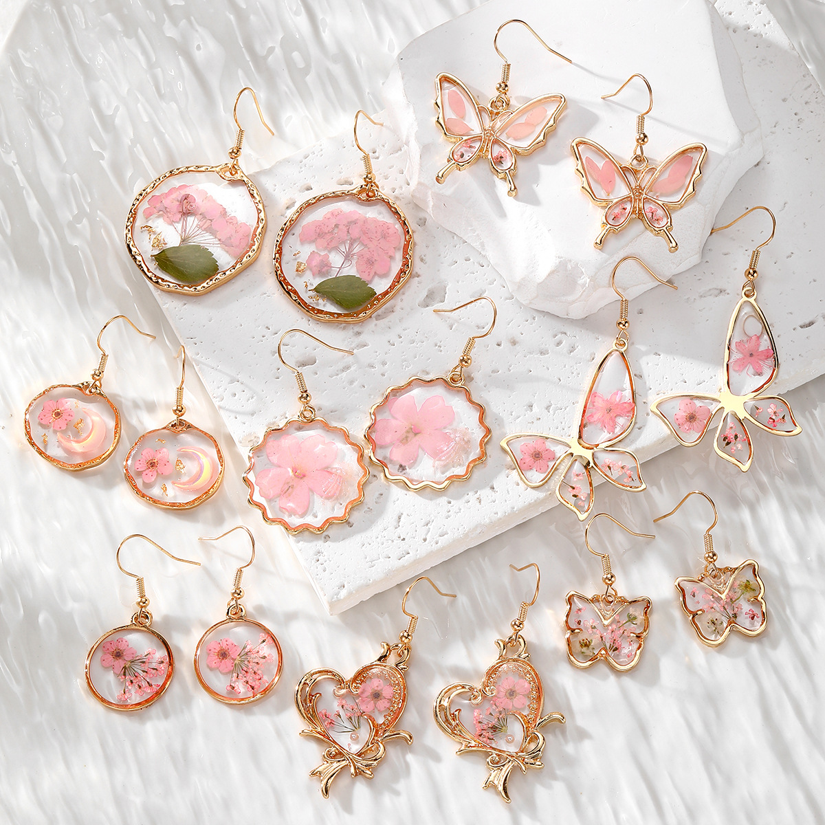 New Dried Flower Dangle Earrin - Dried Flower Bulk บทวิจารณ์และราคา