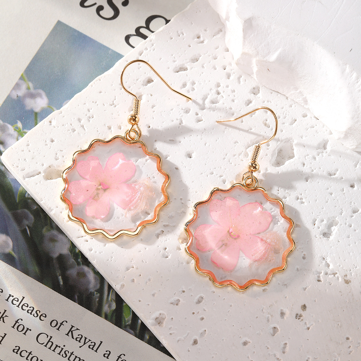 New Dried Flower Dangle Earrin - Dried Flower Bulk บทวิจารณ์และราคา