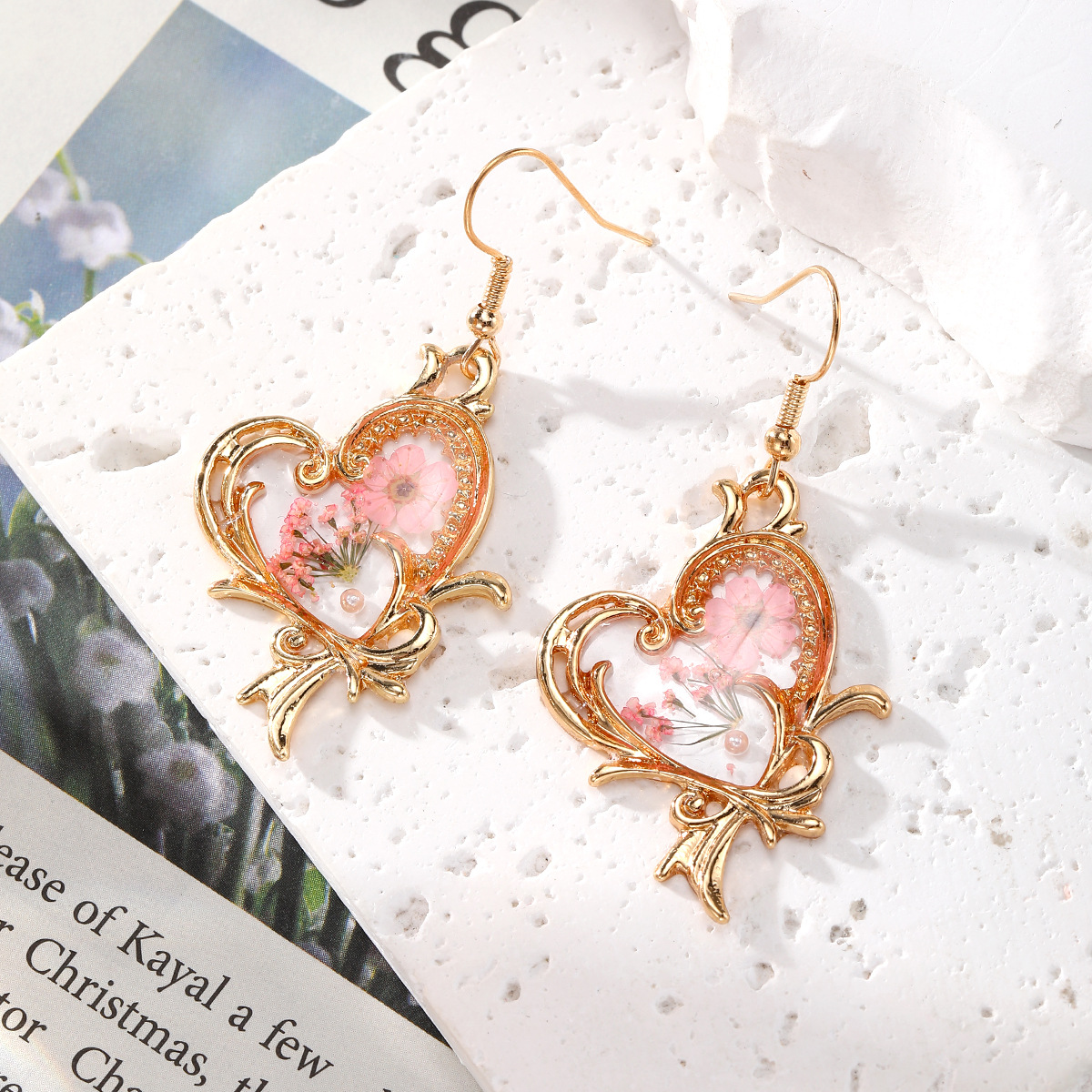 New Dried Flower Dangle Earrin - Dried Flower Bulk บทวิจารณ์และราคา