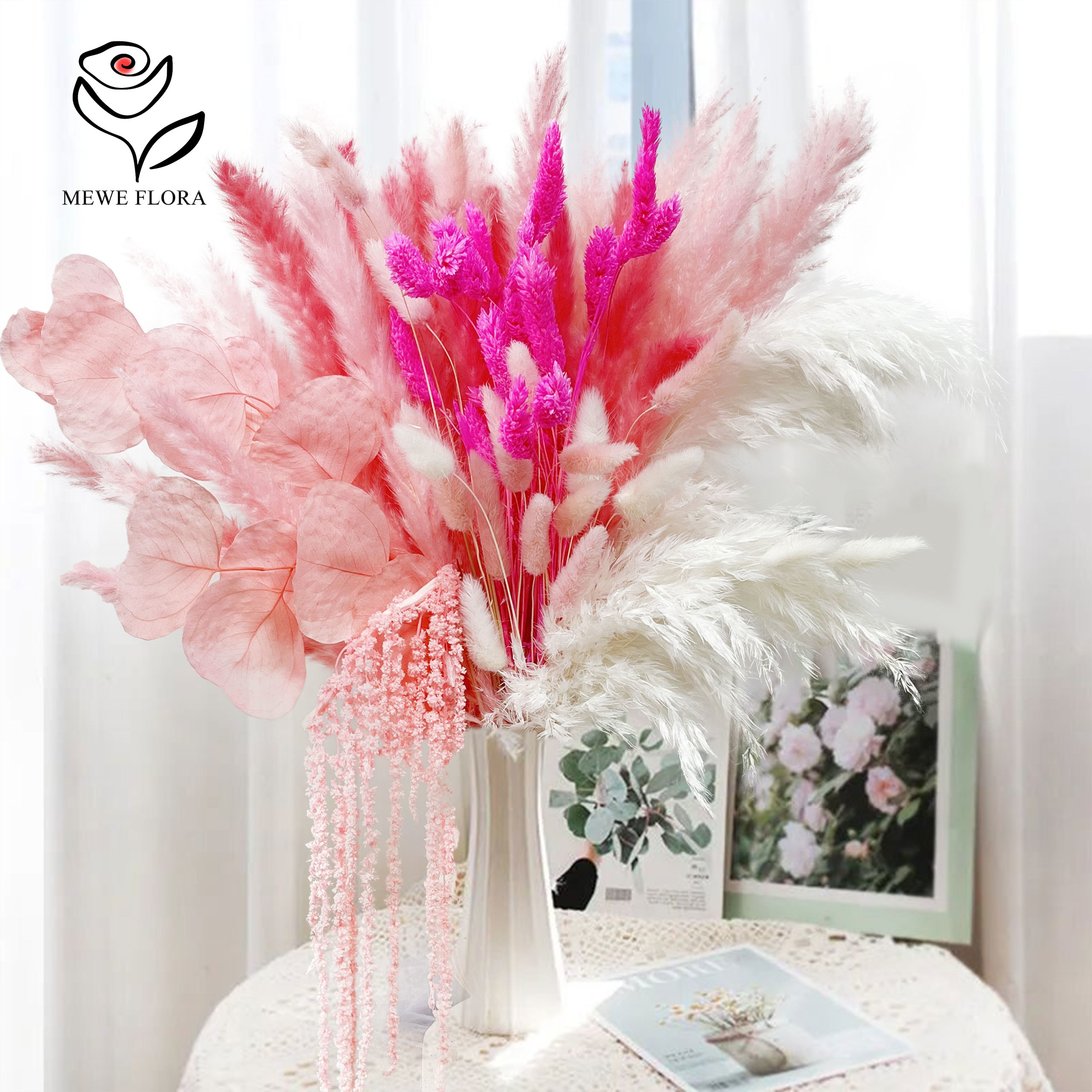 Natural Pampas Pink Dried Flow - Dried Flower Bulk บทวิจารณ์และราคา