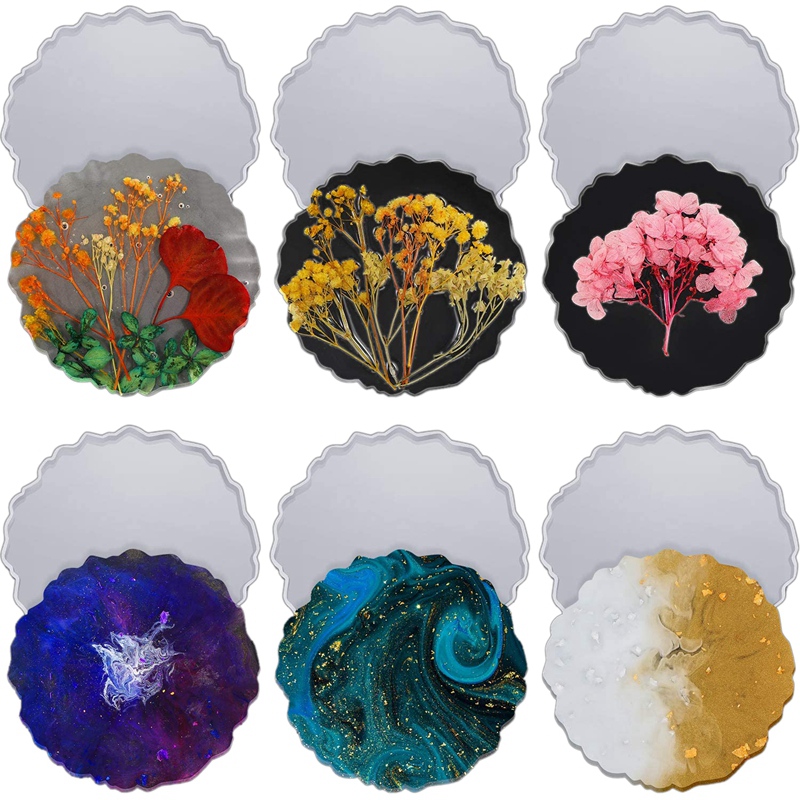 6 Pieces Resin Coaster Mold La - Geode Mold Silicone บทวิจารณ์และราคา