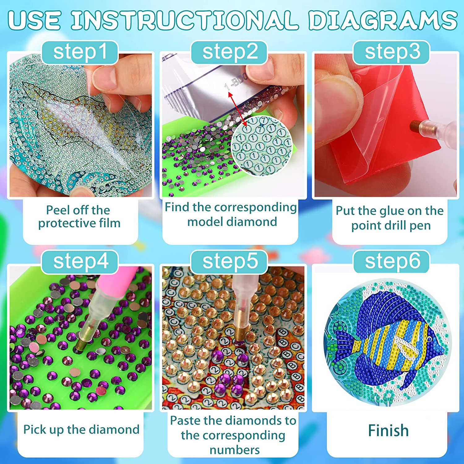 RUOPOTY 8pc/sets Diamond Paint - Resin Craft For Beginners บทวิจารณ์และราคา