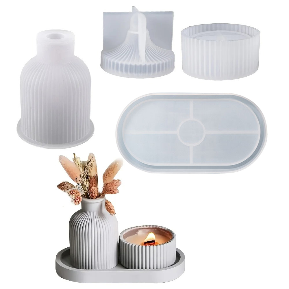 4pcs Silicone Molds Oval Tray  - Coaster Mold Round บทวิจารณ์และราคา