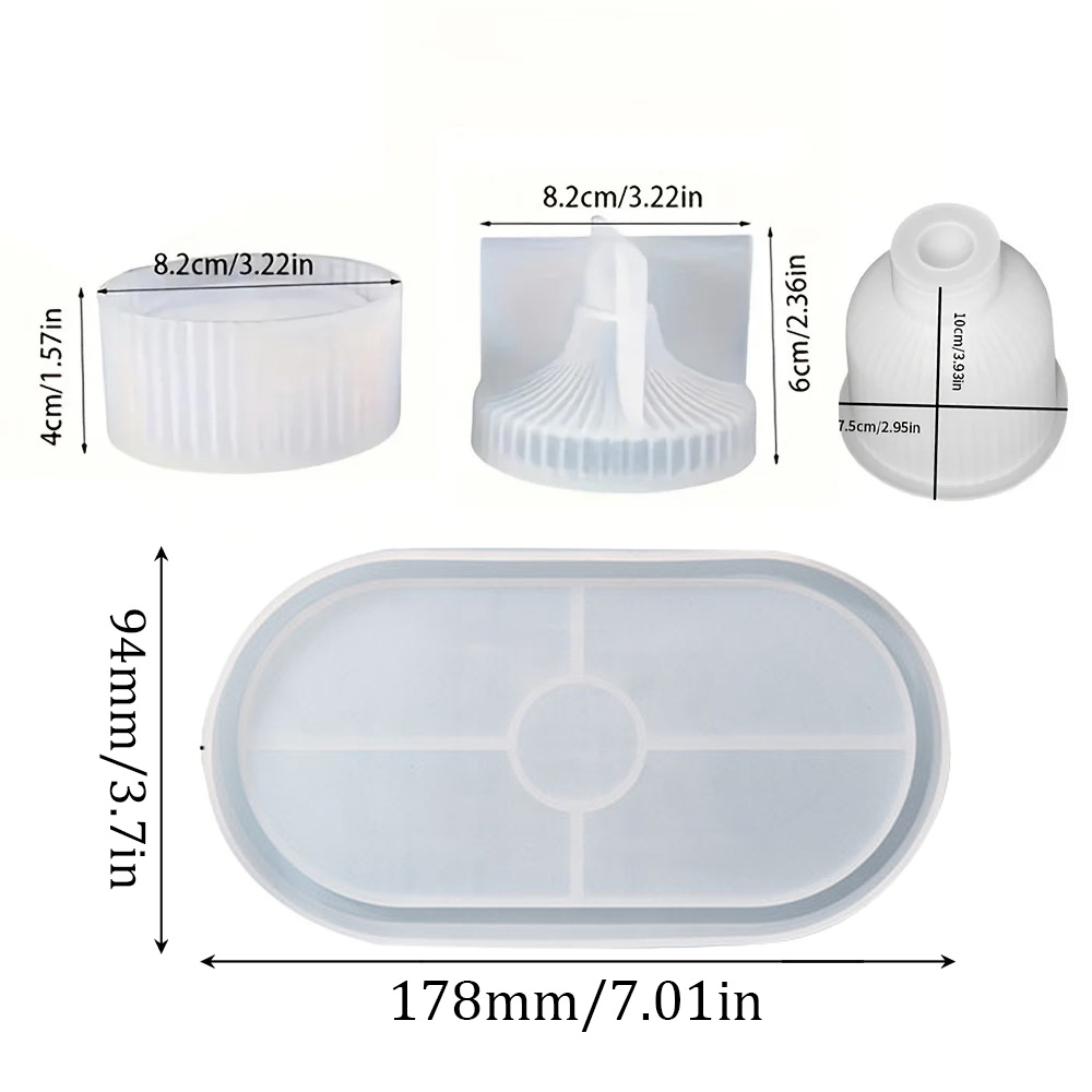 4pcs Silicone Molds Oval Tray  - Coaster Mold Round บทวิจารณ์และราคา