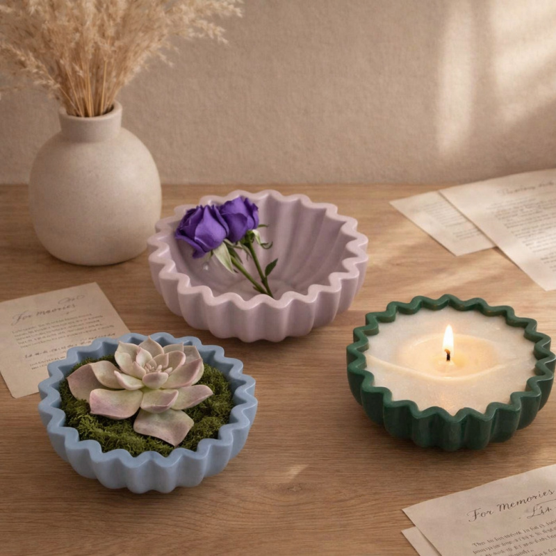 1 Epoxy plaster origami wave e - Coaster Mold Round บทวิจารณ์และราคา