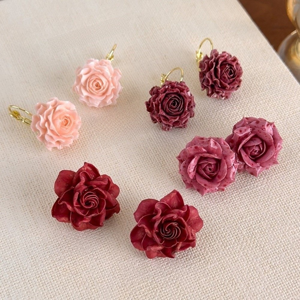 Sweet Artificial Rose Earrings - Flower Preservation Resin บทวิจารณ์และราคา